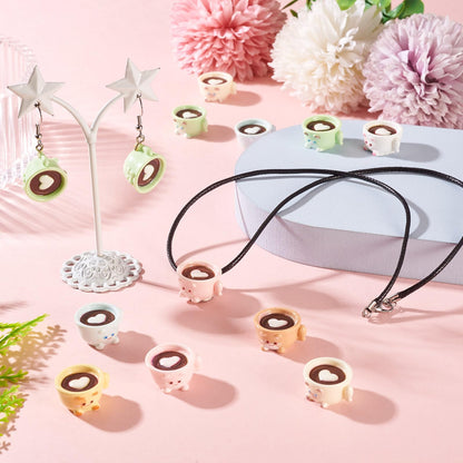 Craftdady 42Pcs Mini Resin Coffee Cups Charms Cute Cat Cup Charms Miniature Coffee Mug Tiny Drink Ornaments 7 Colors for DIY Earring Keychain Necklace Jewelry Making 18.5x20.5mm