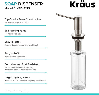 KRAUS Kitchen Soap and Lotion Dispenser, Stainless Steel, KSD-41SS