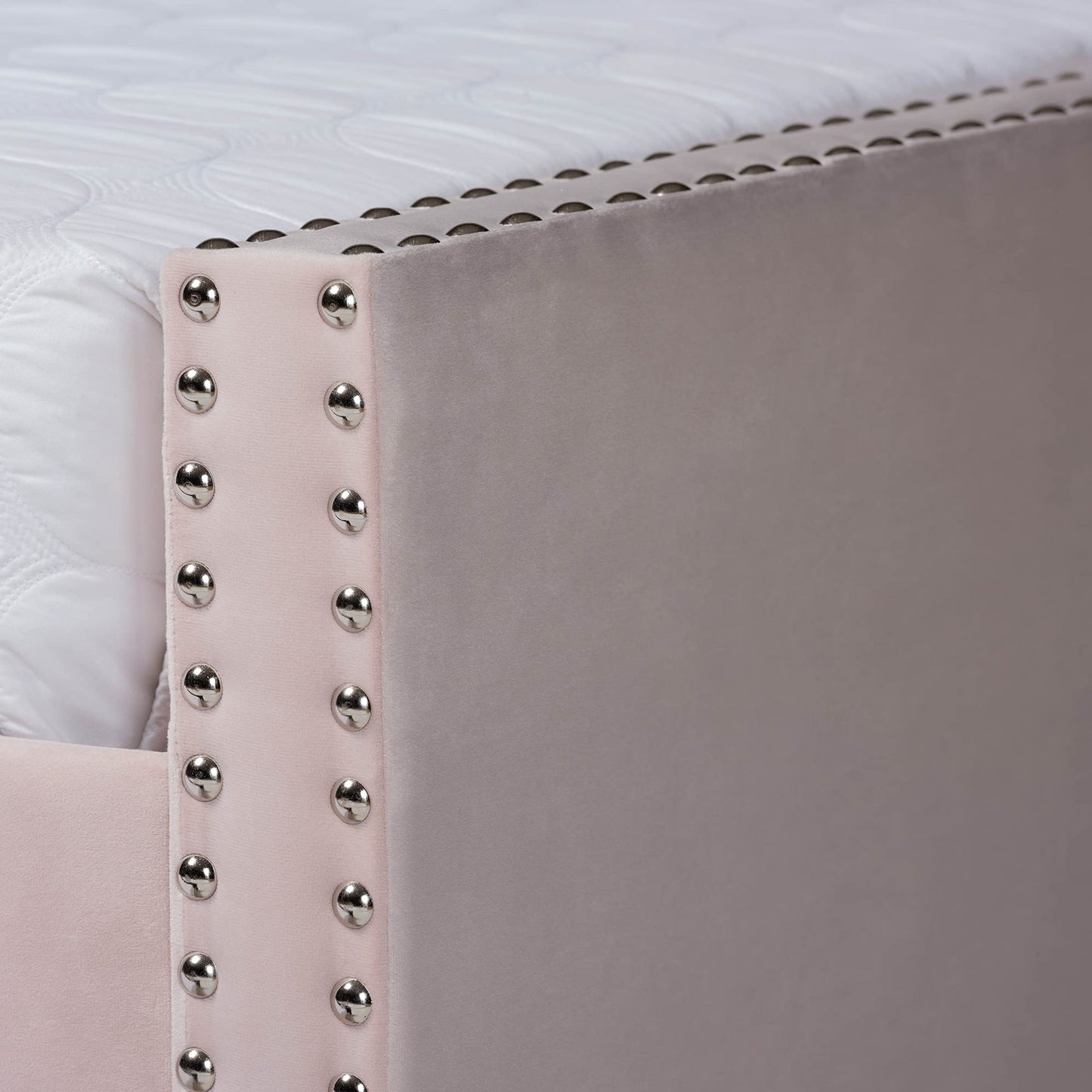 Baxton Studio Raphael Modern and Contemporary Pink Velvet Fabric Upholstered Full Size Daybed with Trundle