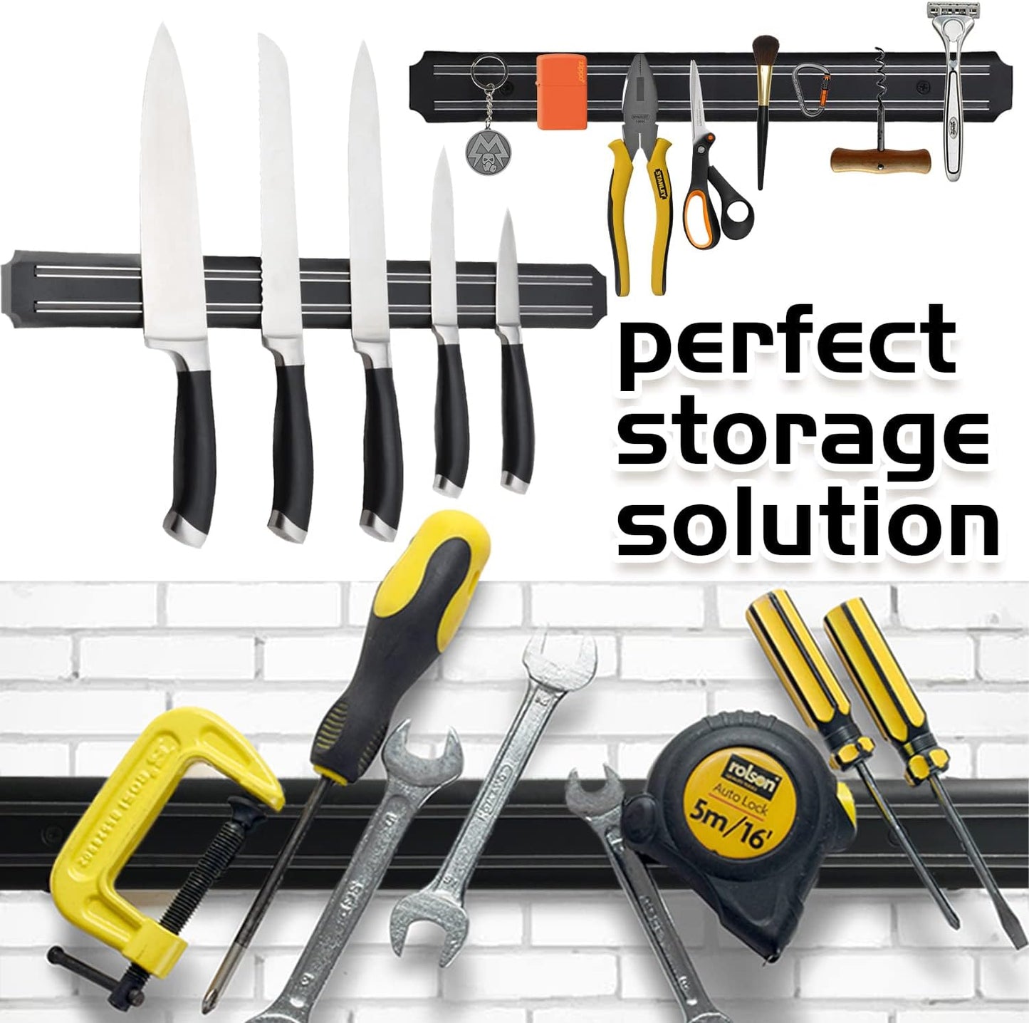 Magnetic Knife Holder for Wall, 15 Inch Knife Magnetic Strip, Space-Saving, Punch-Free Multipurpose Knife Rack