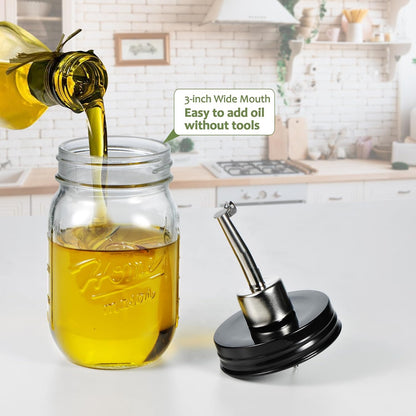 16oz Set 1 Pack SheeChung Oil Dispenser Bottle for Kitchen, Glass Cooking Oil Bottle, Mason Jar Vinegar Dispenser