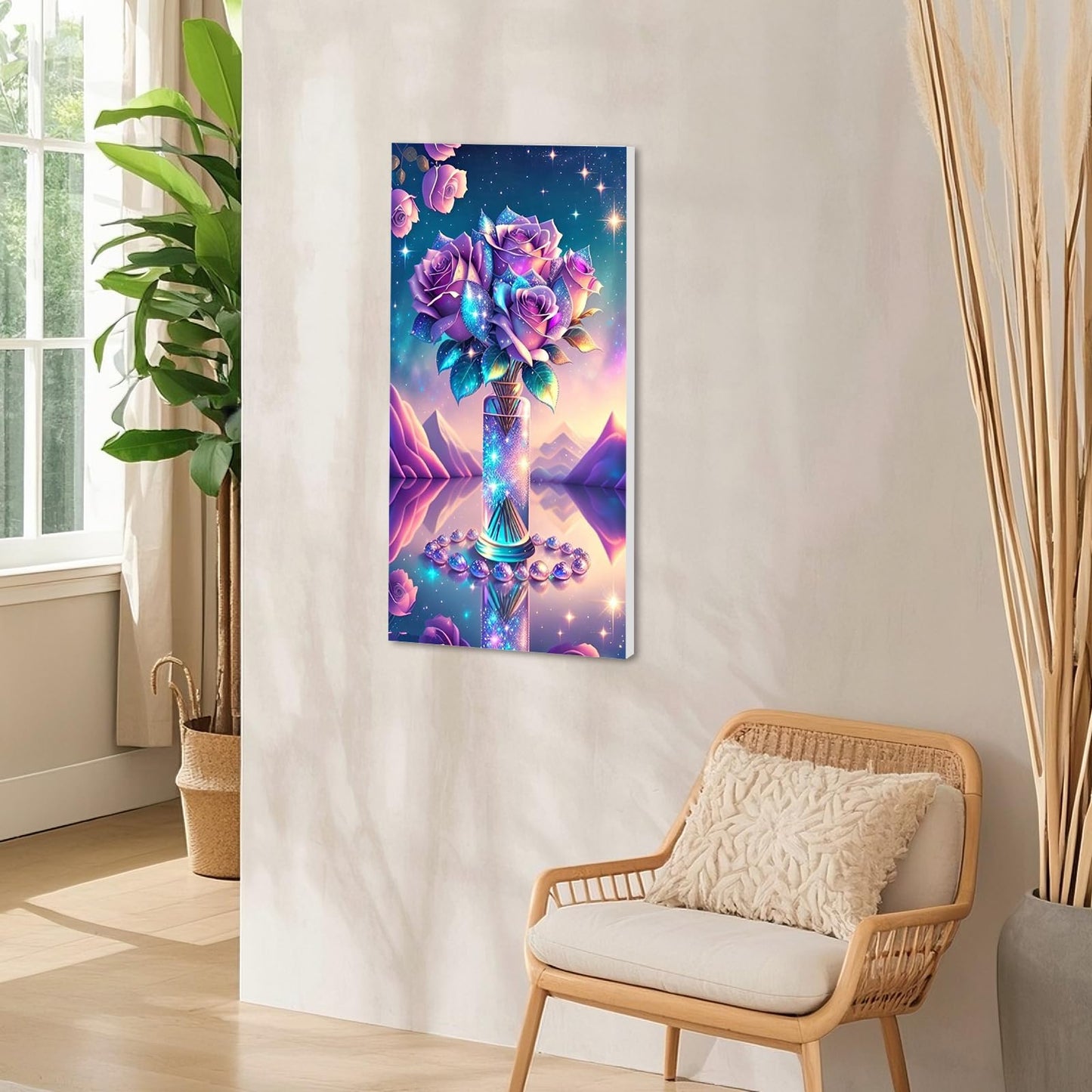 5D DIY Large Size Diamond Art Painting Bunch of Flowers Diamond Full Diamond Handmade Diamond Art Painting Embroidery Mosaic Art Home Decoration Gift 40x70cm/15.75x27.5in