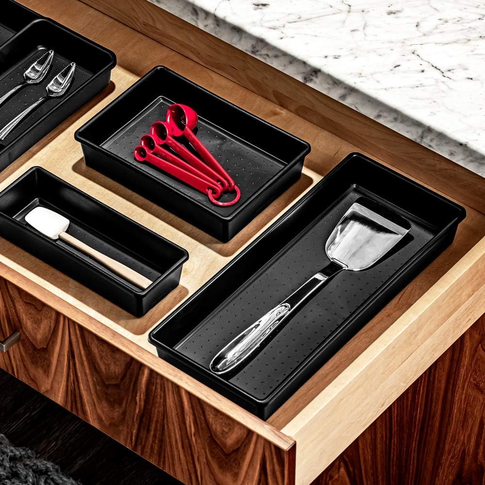 Madesmart 9" x 3" Plastic Storage Organizer Bin - Low-Profile Home Organizer for Drawers, Carbon