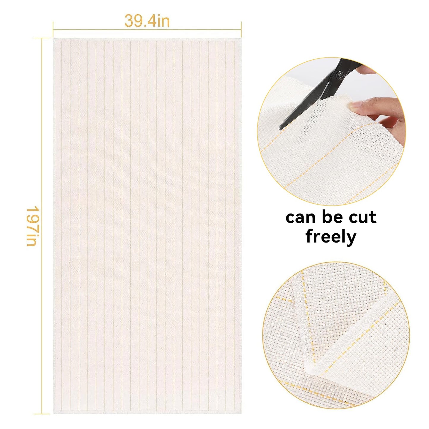 39.4"× 197" Large Overlocking Tufting Cloth with Marked Lines- Primary Monk's Cloth Punch Needle Fabric for DIY Rug-Punch Tufting Gun