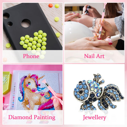 Jutom 2 Pcs Diamond Painting Pen with 40 Pcs Diamond Painting Wax Pen Replacement Wax Glue Accessories Tool Quickly Pick up Beads Gems for DIY Art (Multiple Heads)