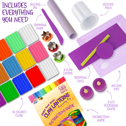 Light-up Clay Lanterns Making Kit Activity for Kids & Tween Girls Ages 8-14 Year Old - Best DIY Arts & Crafts Kits Christmas Gifts - Creative Craft Toys for Preteen & Teenagers Art Projects (Lanterns)