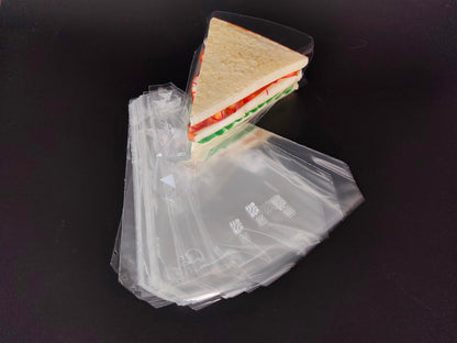Plastic Sandwich Bags Packaging Container, Clear Triangle Bakery Wrappers for Sandwiches,Easy to Tear (100 Pack)