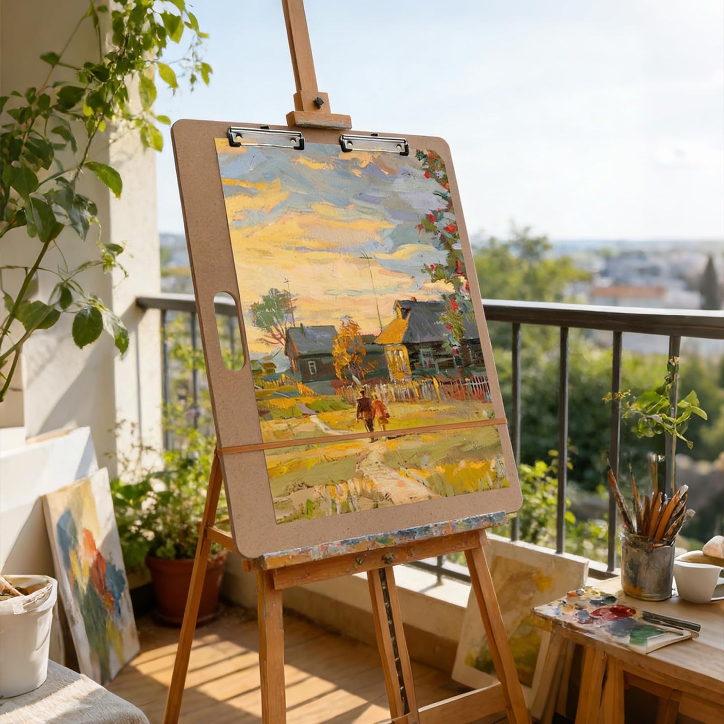 4 PCS 18” x 24” Drawing Board, Large Hardboard Artist Sketch Tote Board with Handle, Clip & Rubber Band, Portable Lightweight Art Board for Painting, Sketching, Travel, Studio