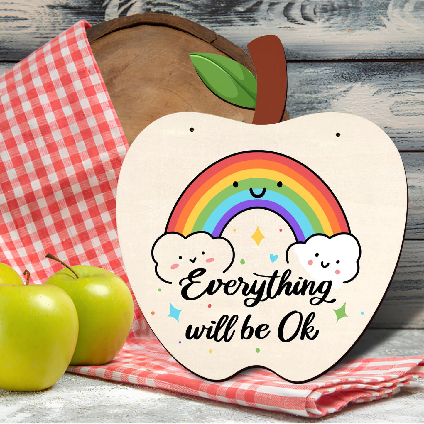 Zaruatu 3 Pcs Unfinished Wooden Apple Cutouts for Teacher Door Sign Blank Wooden Name Sign for Classroom Teacher Office Paintable DIY Craft Plaques for Classroom Decorations (Wood)