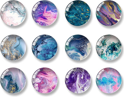 Glass Strong Magnetic Fridge Magnets, Round Cute Colorful Kitchen Magnets for Office Whiteboard, Cabinet, Dishwasher,