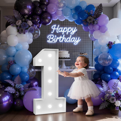 3FT Marquee Numbers 1 with Lights, Large Light Up Numbers Sign for 1st Birthday Party Decorations and Anniversary Backdrop Big Mosaic Number 1