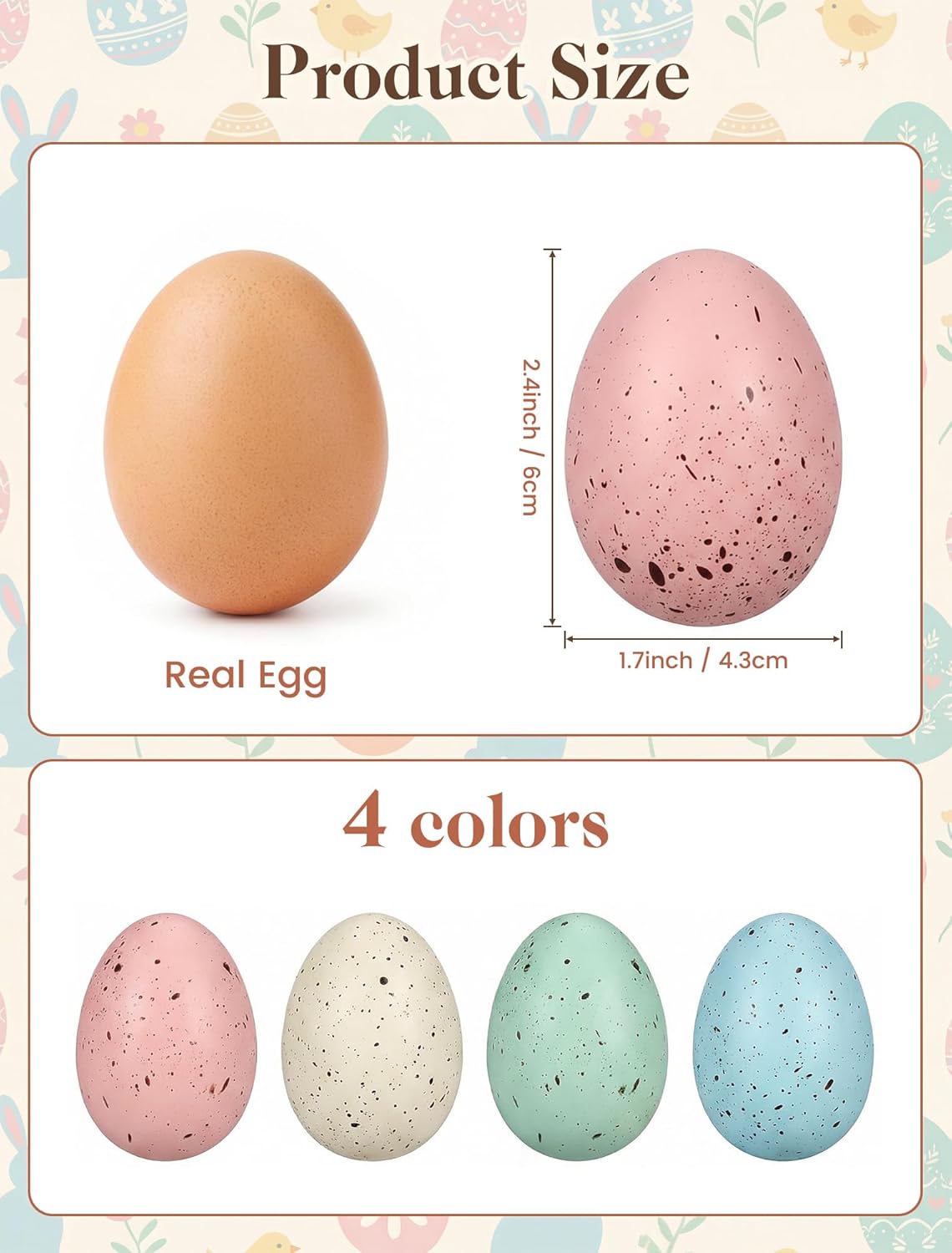Allaugh 24pcs 2.4" 1 Pastel Easter Eggs Decorations: Solid Speckled Foam Eggs - Fills Gallon Vase - Shatterproof Spring