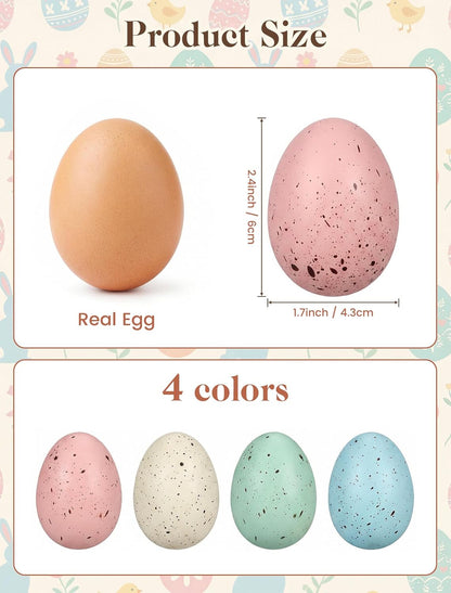 Allaugh 24pcs 2.4" 1 Pastel Easter Eggs Decorations: Solid Speckled Foam Eggs - Fills Gallon Vase - Shatterproof Spring