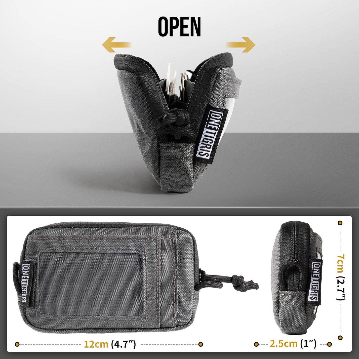 Front Pocket Wallet with Zippers - OneTigris Small Coin Purse Tactical Wallet Nylon Minimalist Wallet for Men Women