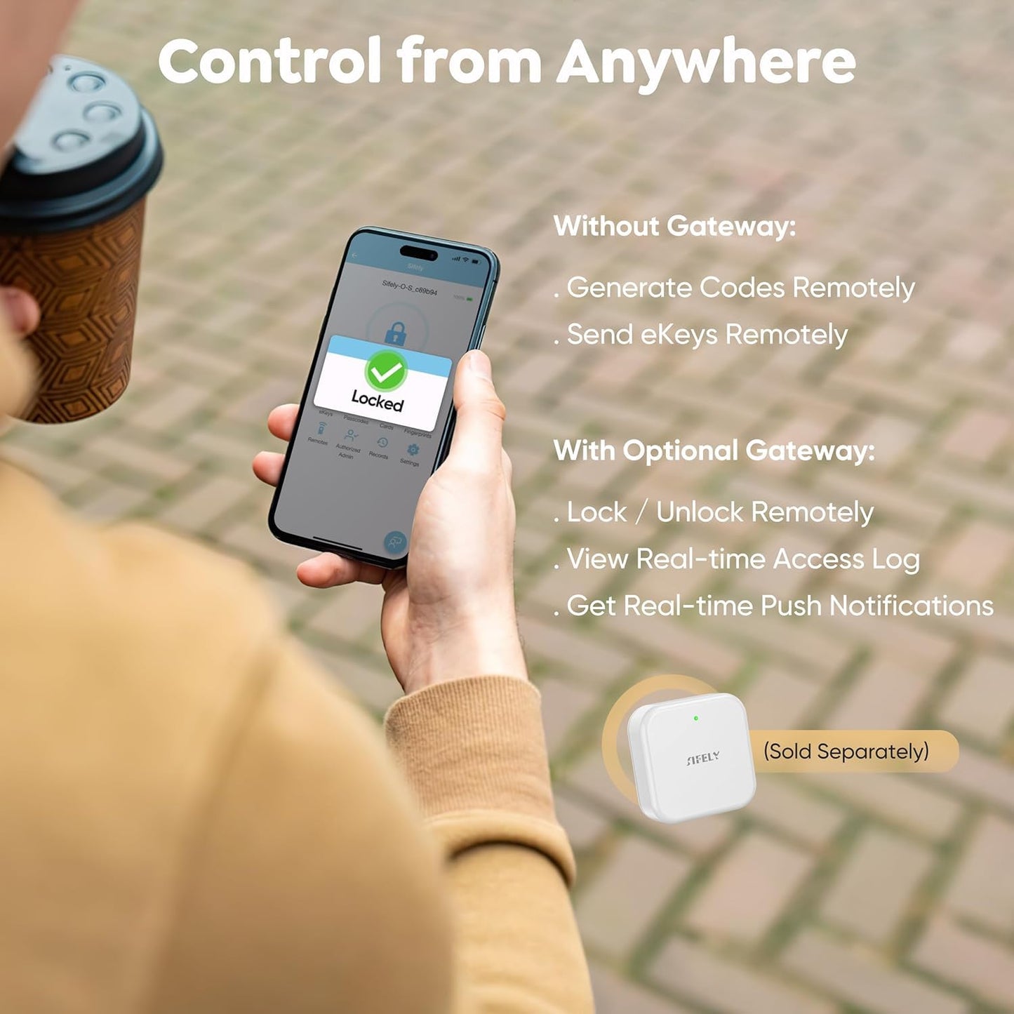 Keyless Entry Fingerprint Deadbolt Smart Lock: Digital Front Door Keypad with App Control, Electronic/Electric Deadbolt with Fingerprint & Code Access, Auto Locking, Easy to Install (Bright Brass)