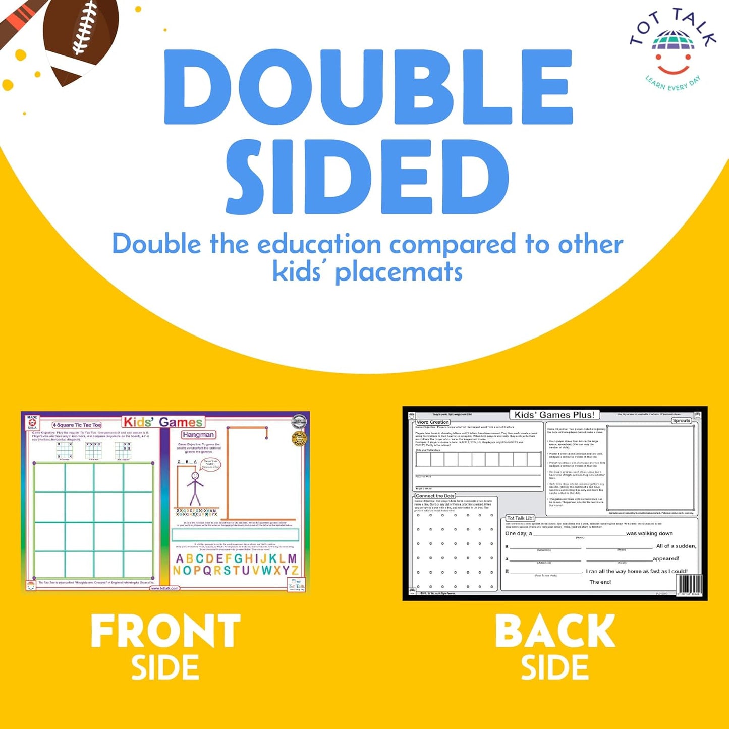17.5 11.5 Tot Talk Horses and Riding Educational Placemat for Kids Made in USA Durable, Double-Sided, Placemat