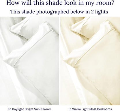 California Design Den Standard Queen Pillowcase Set - 400 Thread Count, 100% Cotton Sateen, Set of 2, Pale Ivory