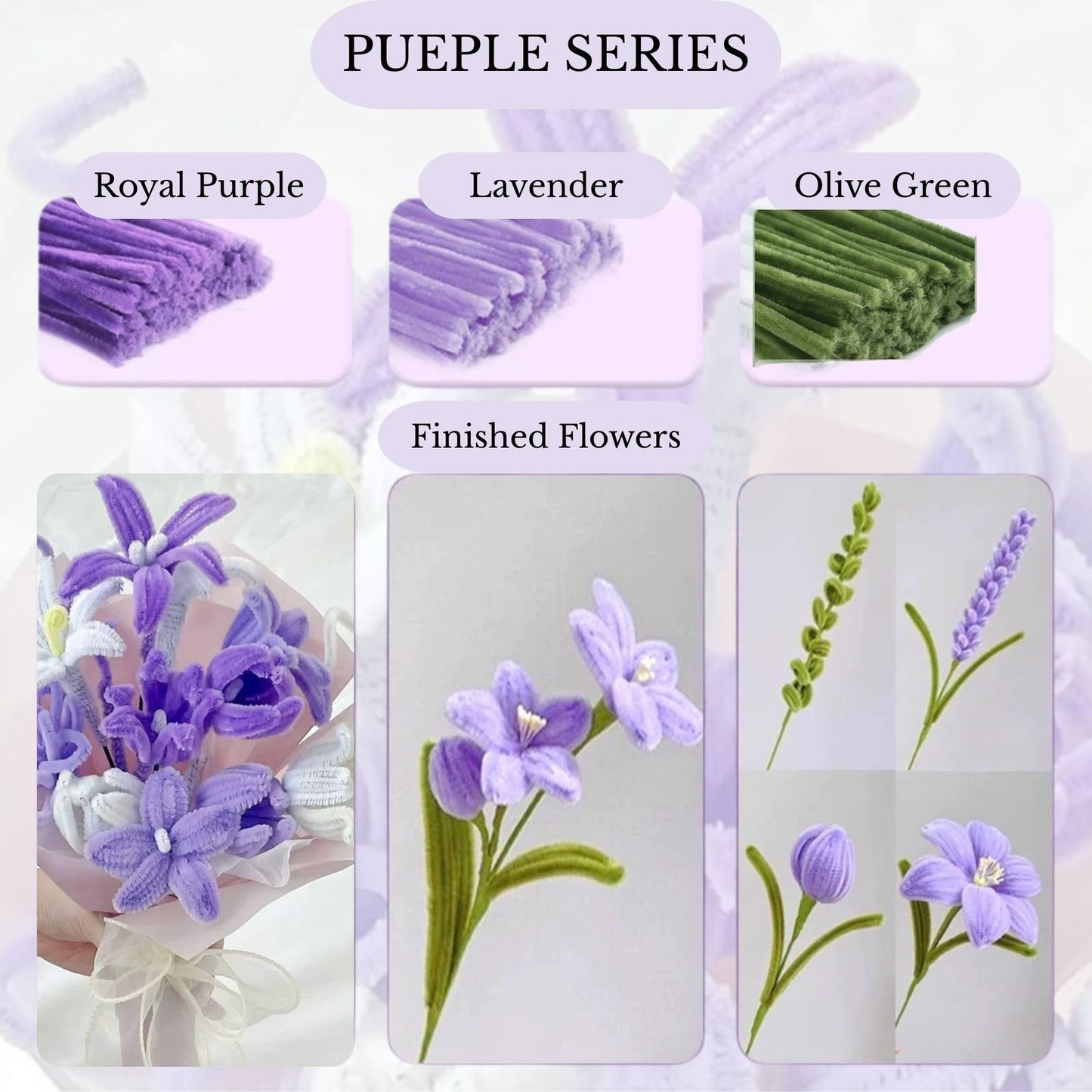 Rochoseng Pipe Cleaner Flower Kit 1000 PCS DIY Bouquet Craft Set Chenille Stems Flower Making Kit with Tools and Tutorials for Beginners and Craft Lovers