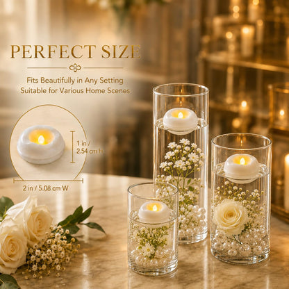 36 Pack 2.3” Flameless LED Floating Candles, Water-Activated Battery Operated Floating Candle with180+ Hours Runtime for Cylindrical Vase, Pool, Fountain - Ideal for Wedding, Party Decoration