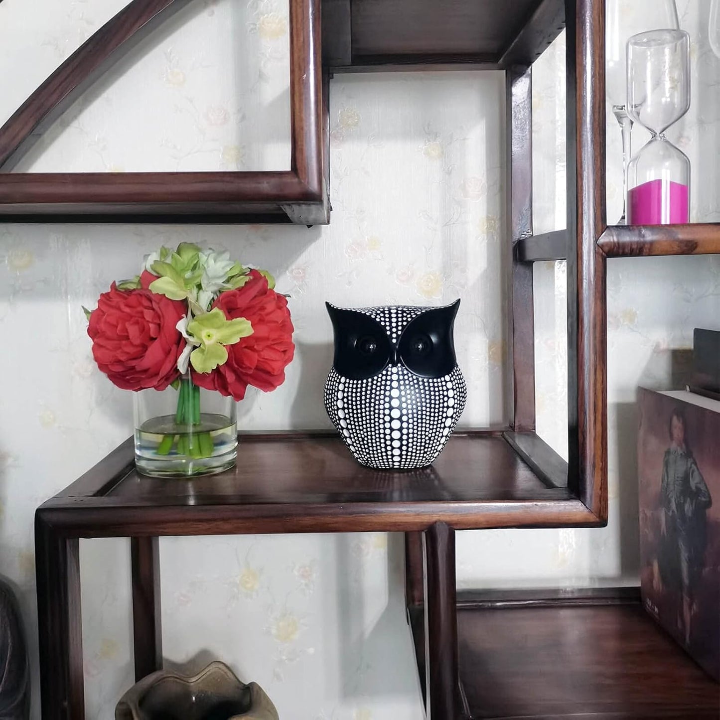 Resin Owl Statue Home Decor - Black Bird Sculpture, Small Accents for Bedroom, Office, Garden, Bookshelf, TV Stand