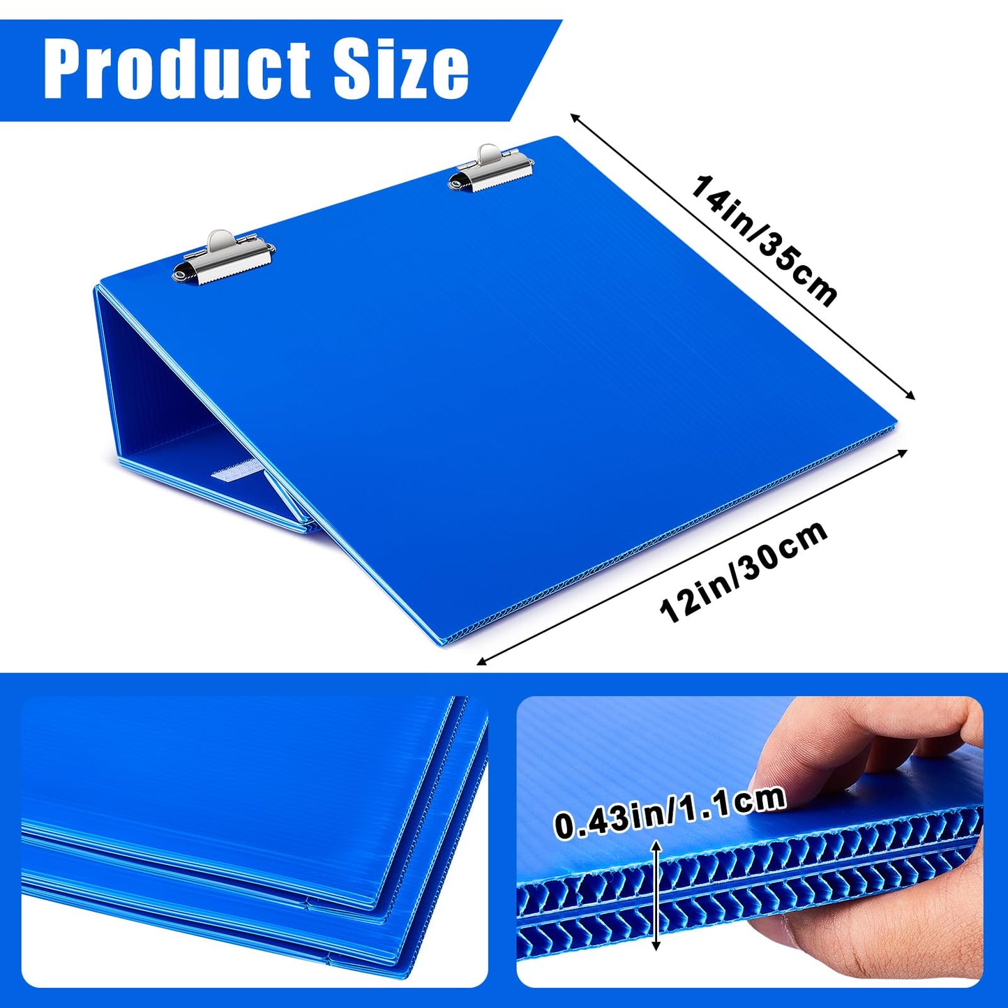 Nuanchu 1 Pcs Folding Slant Board for Writing 14 x 12 Inch Large Slanted Clipboard Adjustable Tilted Writing Boards Sloped Surface to Improve Handwriting Legibility Endurance (Blue)