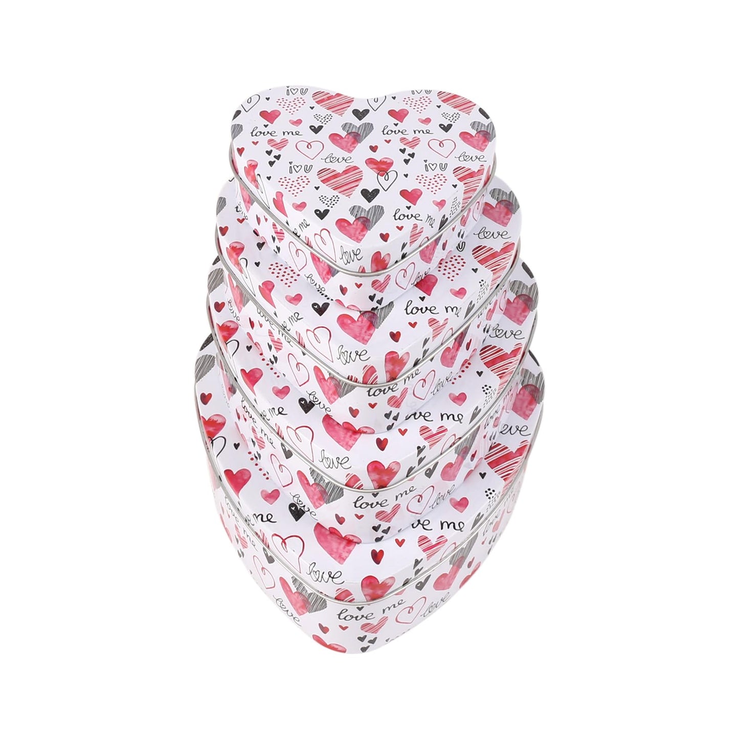 PHILPETY Decorative Heart Storage Box Rural Tin Gift Box Tinplate Candy Cookie Jars Square Storage Containers with Lids for Chocolate Candy Tea Coffee Cosmetics Jewelry Photos Gift Case 4Pcs