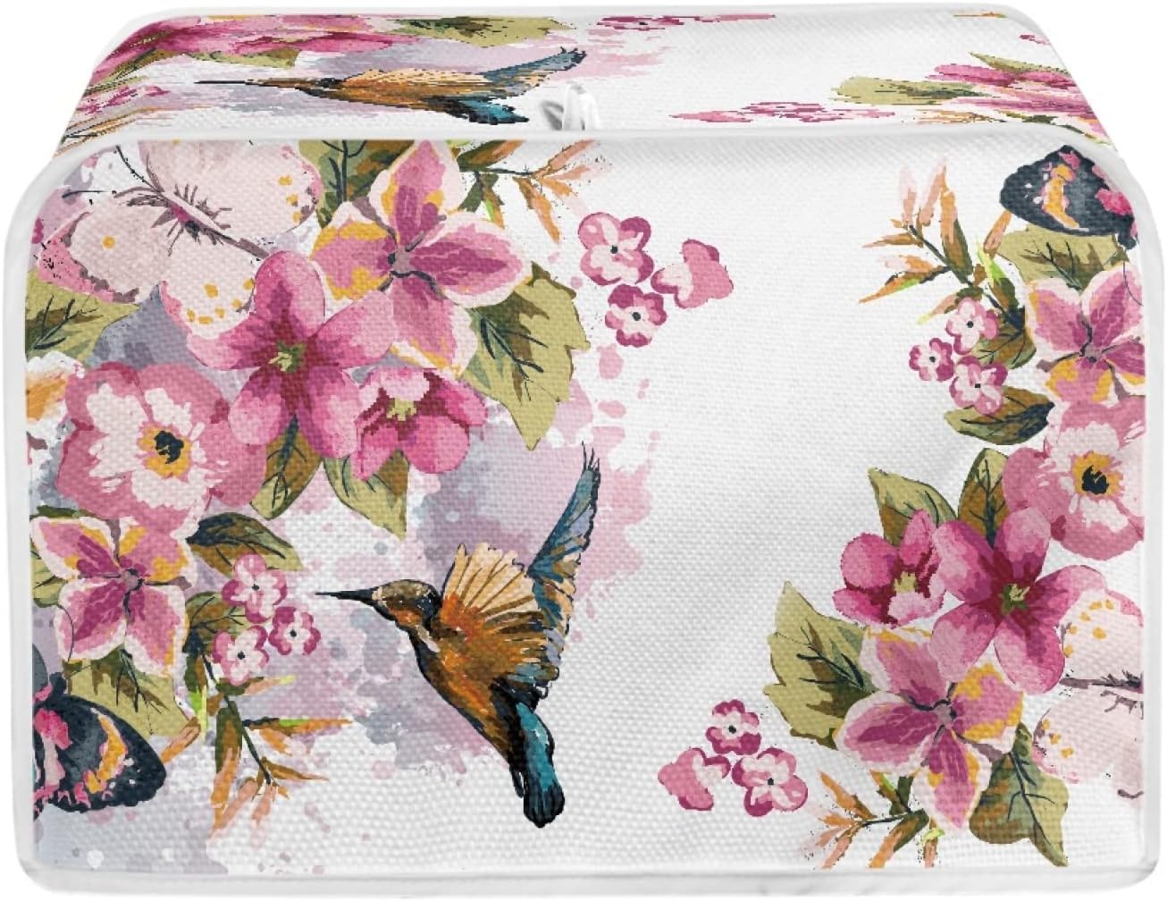 Bird Flowers Painting Toaster Cover, Washable 4 Slice Kitchen Appliance Covers for Bread Maker Oven