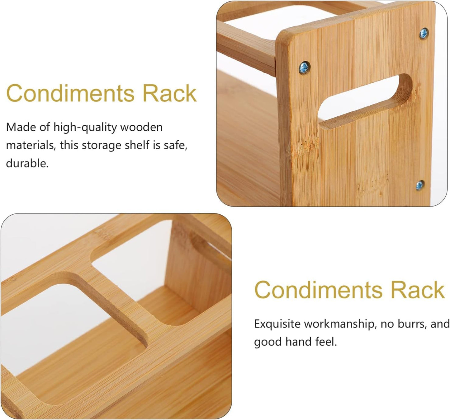 Wooden Spice Rack Organizer for Kitchen Countertop, Cabinet for Spice Bottles, Jars, Seasonings, Baking Supplies