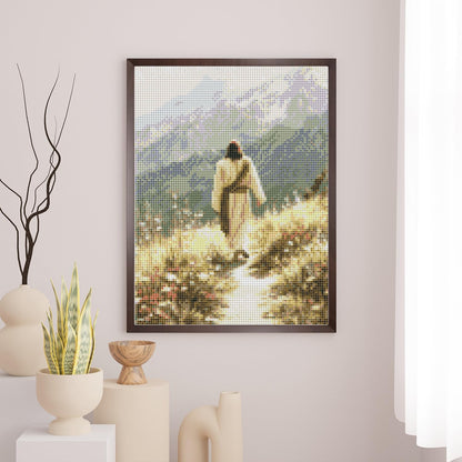 Sitsink Jesus Diamond Art Kits for Adults - Full Drill Jesus Walking on Ocean Beach Christian Diamond Painting, 5D Gem Art Canvas Set Religious Christ Holiday Gifts for Women (4 Sheets)