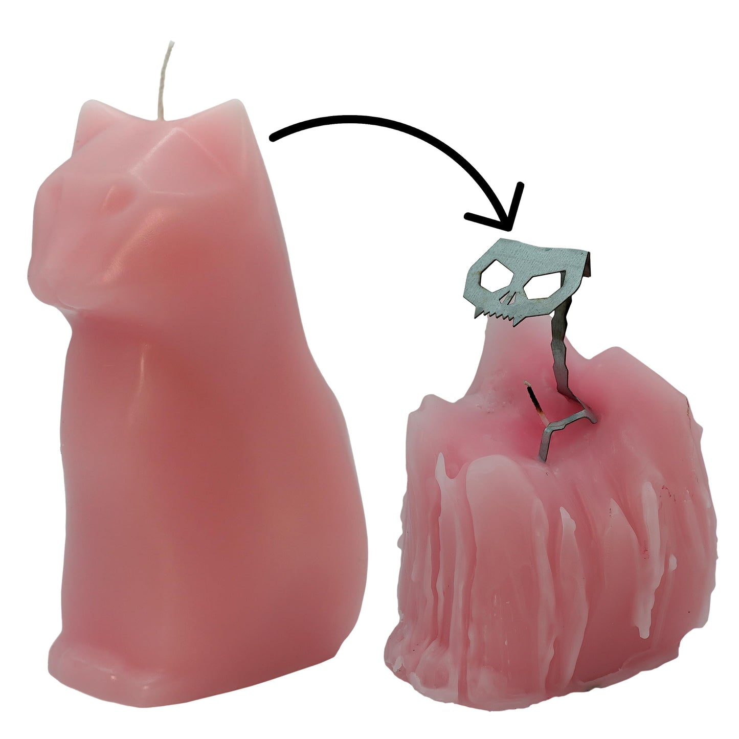Hidden Skeleton Cat Candle (Pink)