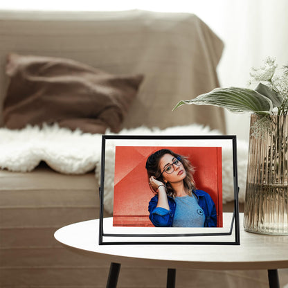 AhaGo Black Floating Frame, 8“x10”,Horizontal, For Picture 7x9, 6x8, 5x7, Tabletop Shelf Photo Frame, Classy For Father, Mother or Kids, For Wedding or Birthday