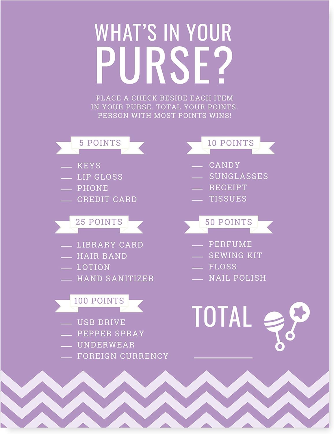 Andaz Press Lavender Chevron Girl Baby Shower Collection, 20-pack Games, Activities, Decorations