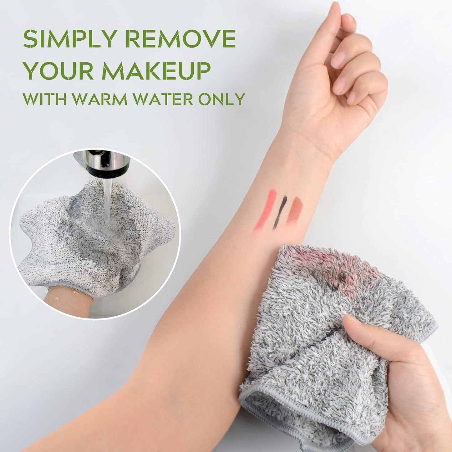 SINLAND 6 Pack Microfiber Face Towels Ultra Soft Bamboo Charcoal Facial Washcloths Reusable Makeup Remover Cloths Face Cloth for Bath 12Inch x 12Inch