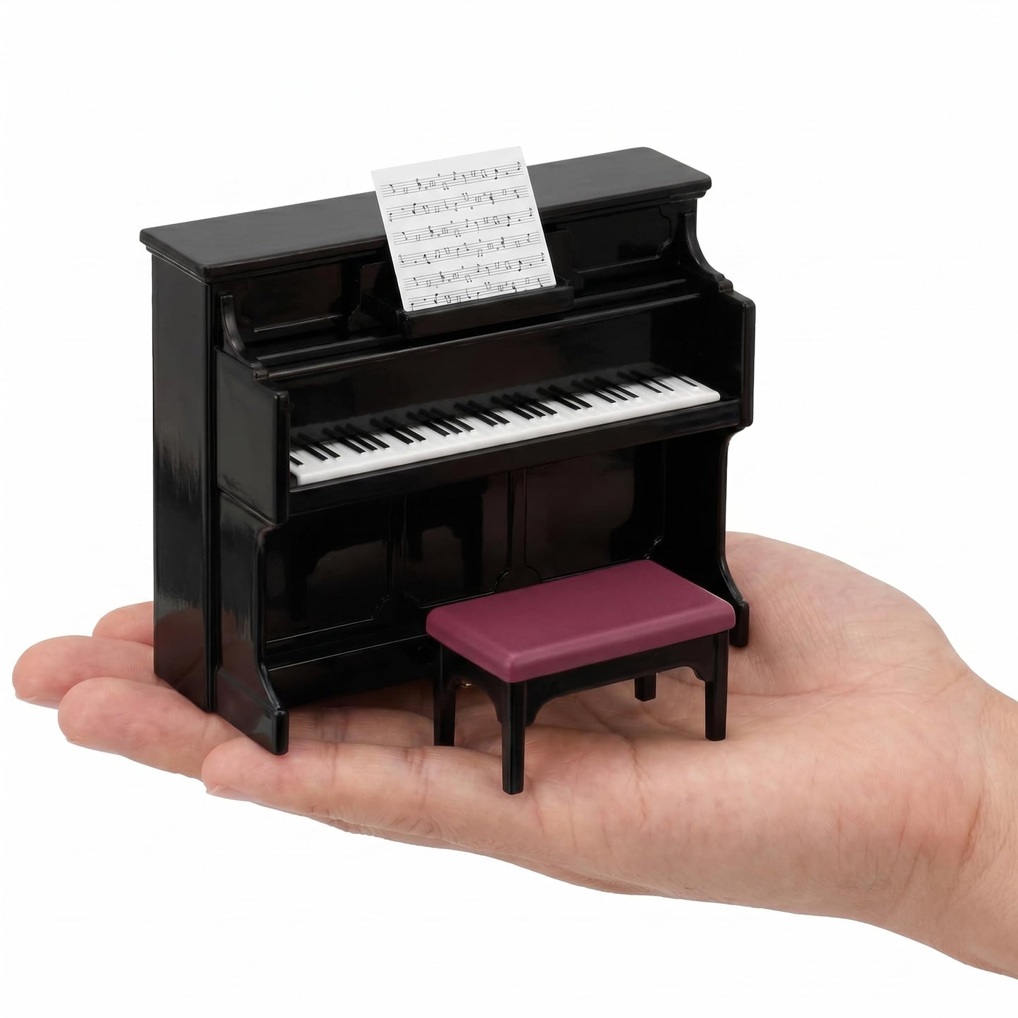 HEALLILY Mini Dollhouse Piano: Black Plastic Dollhouse Piano and Stool Set with Music Sheet for Scene Shooting Props Doll House Decoration, 3.58 X 2.75 X 1.45 Inches