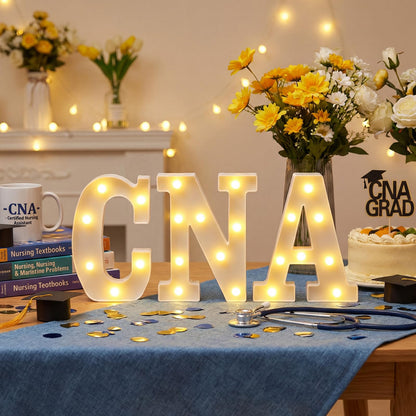 Wettal CNA LED Marquee Letter Lights Sign Light up Letter Numbers CNA Week Graduation Decoration 2026 Graduate Party Decoration Nursing School Medical School Graduation Party Supplies