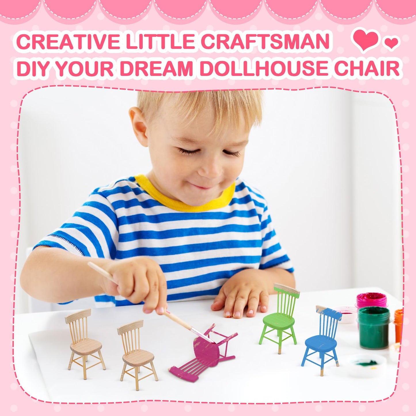 6PCS Dollhouse Chairs, 1/12 Scale Dollhouse Furniture - Wooden Mini Furniture Accessories, Tiny Mini Chair for Doll House, Fairy Garden, Photography Props,Home Decor & Christmas Party (1.6in*3.2in)