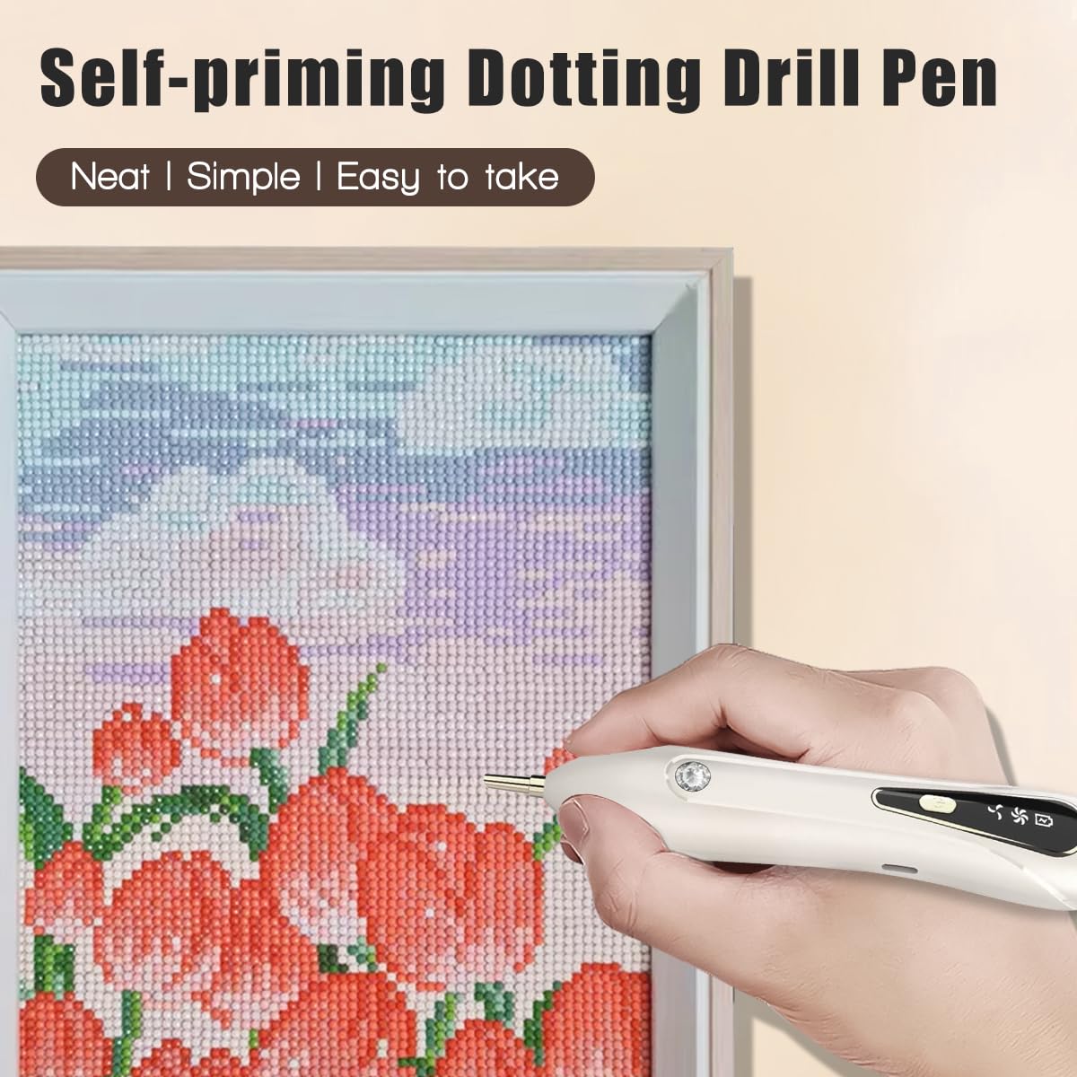 Ohotecy Electric Diamond Painting Pen with Adjustable Suction, Cordless Rechargeable Vacuum Rhinestone & Crystal Picker Tool for Round, Square & AB Drills, Low Noise Pro Diamond Art Accessories