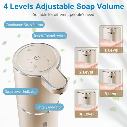 Gotofine Automatic Liquid Soap Dispenser,4-Level Adjustable, Wall Mount,USB Rechargeable,12.8oz/ 380ml,Touchless Hand & Dish Soap Dispenser for Bathroom, Kitchen,Hotel, Restaurant