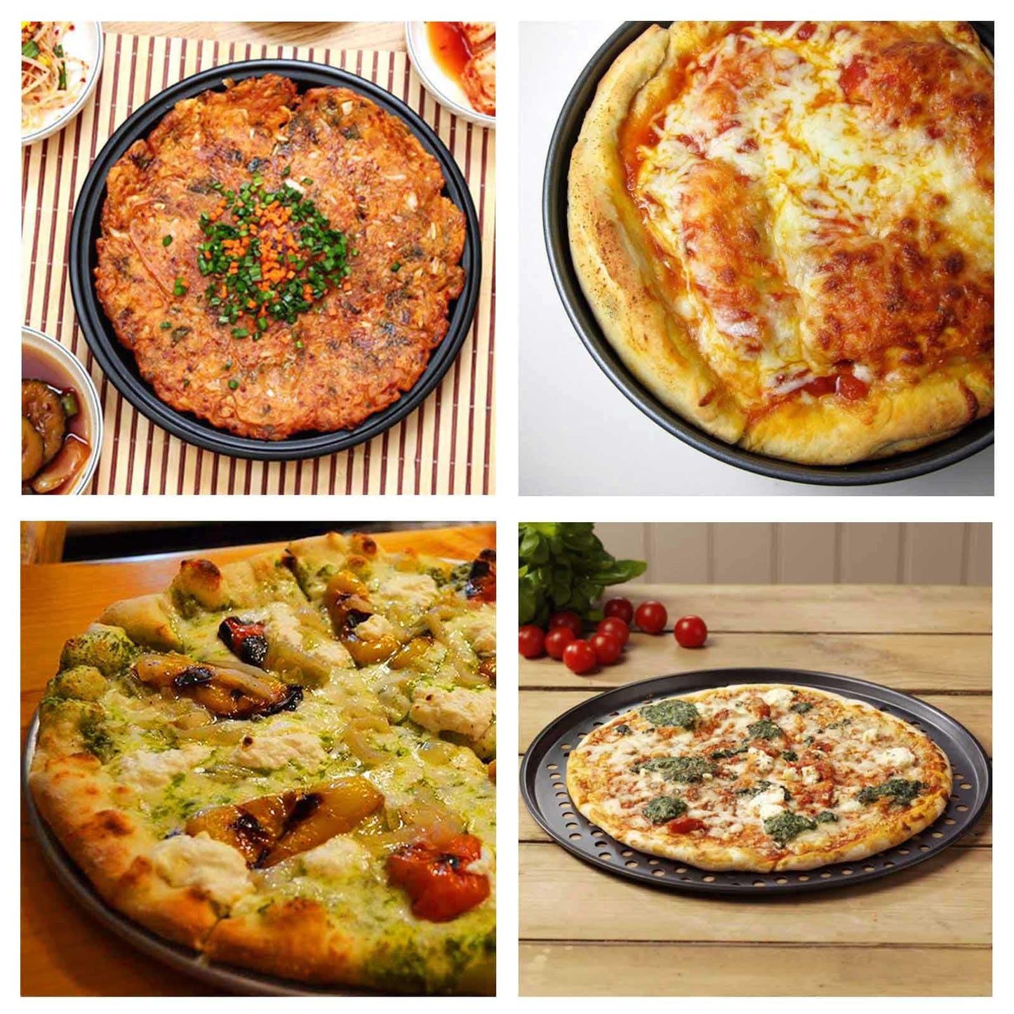 Handook Pizza Pan Set, Carbon Steel Pizza Pan with Holes, for Oven Baking Supplies & Home, Kitchen, Restaurant（9 Inch &10 Inch &12 Inch）