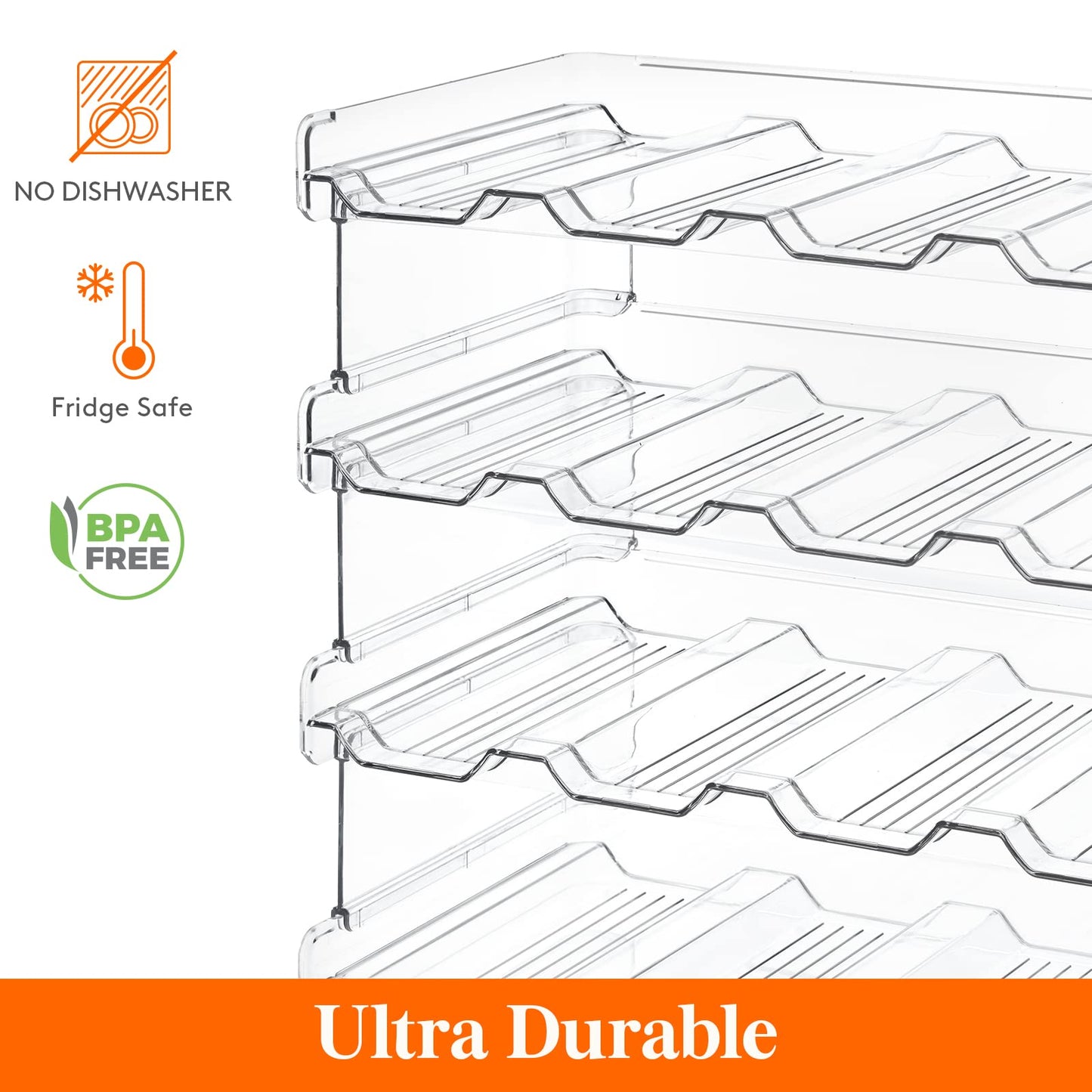 Lifewit Stackable Water Bottle Organizer for Cabinet, Plastic Bottle Holder Fits Bottles & Tumblers up to 3.8" Diameter, Pantry, Countertop & Fridge, 2 Tier Holds 8 Bottles