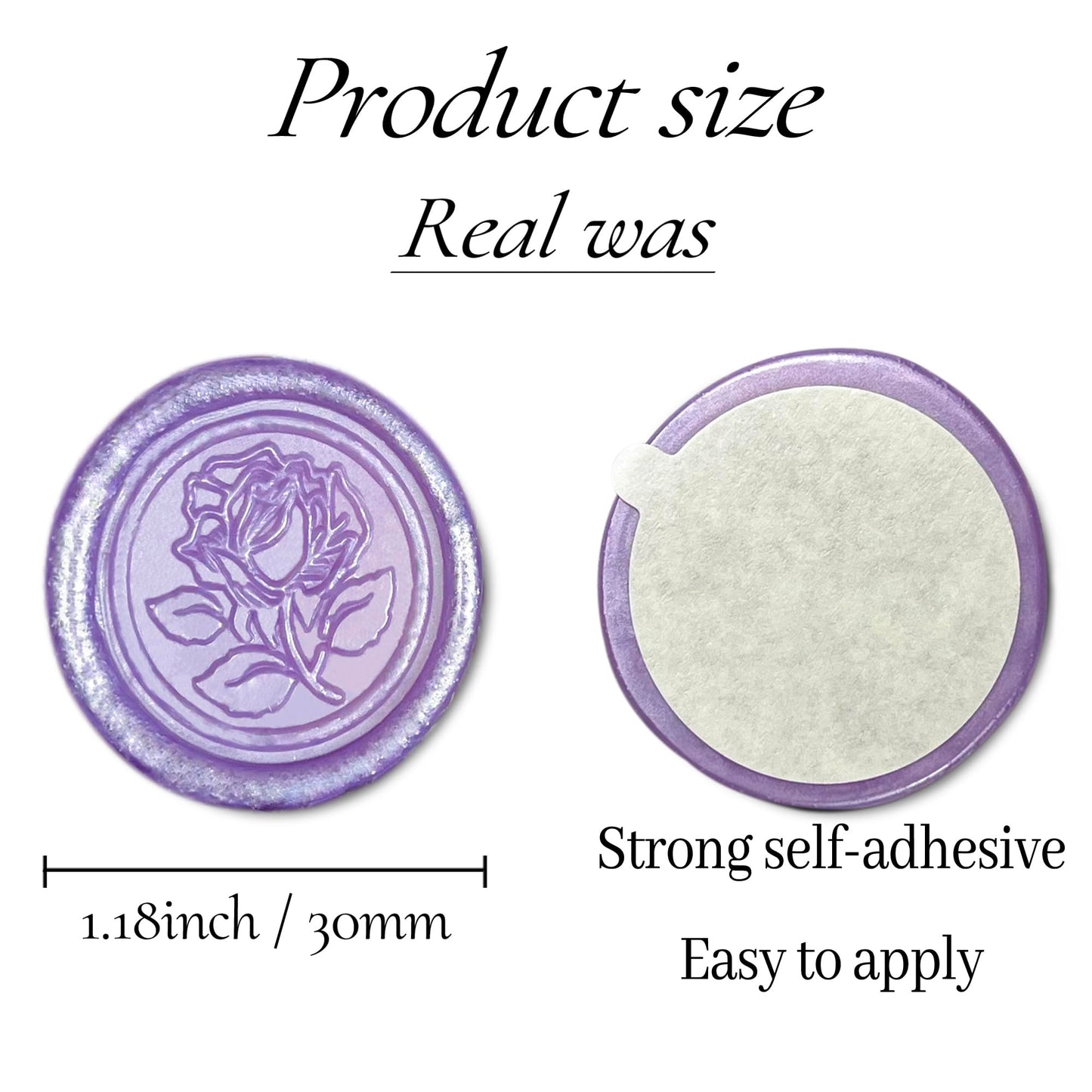 WADKOOTO 50pcs Purple Metal Vintage Wax Seal Stickers, Waterproof, Self Adhesive, for Wedding Invitations, Envelope, Gift Wrap, Christmas