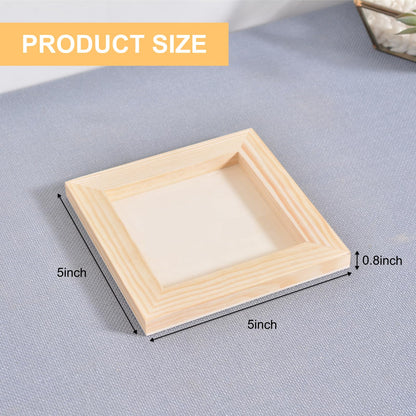 12 Pack Unfinished Wooden Canvas Board 5 x 5 inch Wood Panel Boards Square Wood Panels Blank Boards for Painting, Pouring, Burning, Arts Use with Oils, Acrylics and DIY Craft Projects