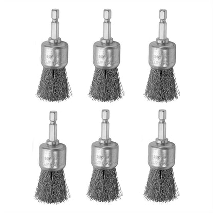 ROZZLOOM Abrasive Wire Pen Brush Set for Drill - 1/4 Inch Hex Shank 1 Inch Wire Pen Brush - Stainless Steel Crimped Carbon Steel Brush for Rust,Cleaning,Deburring,Removing Paint-6pcs