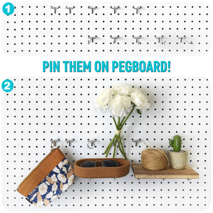 Pegboard Hooks Accessories - 62pcs 2/4/6 Inch Metal Peg Board Tool Hangers, Fits 1/8 1/4 Pegs Slots, Pegboard Wall Organizer Shelving Racks, Hanging Display Storage Holders for Garage Craft Office