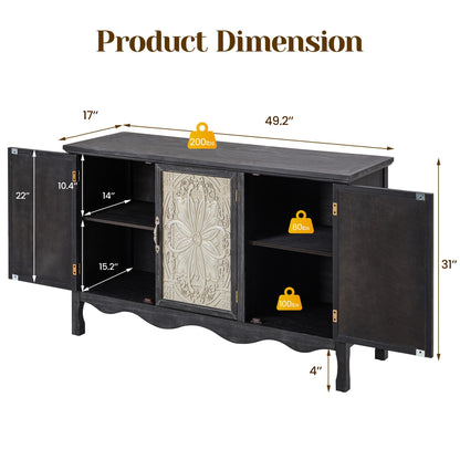 FansaFurn Buffet Sideboard with Storage Set of 2, 31'' Farmhouse Sideboard with Storage, Wooden Cabinet with Doors for Kitchen, Living Room, Black
