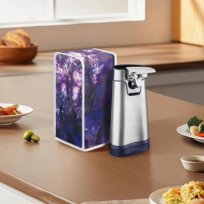 Purple Butterfly Foldable Can Opener Cover, Electric Kitchen Appliance Dust Cover for Home Decor