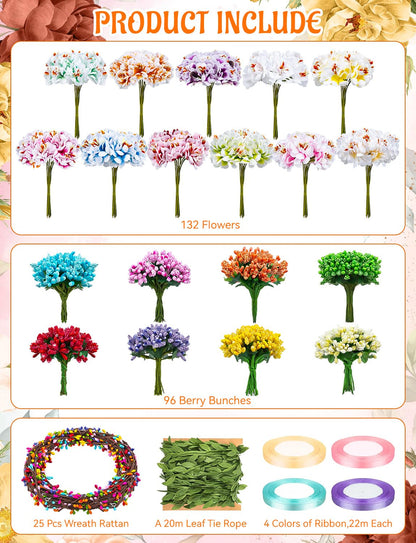 25 Sets DIY Flower Crowns Making Kit, Make Your Own Flower Crown Wreath Handmade Fairy Floral Hair Accessories Garland Kit for Bridal Wedding Birthday Party Decor