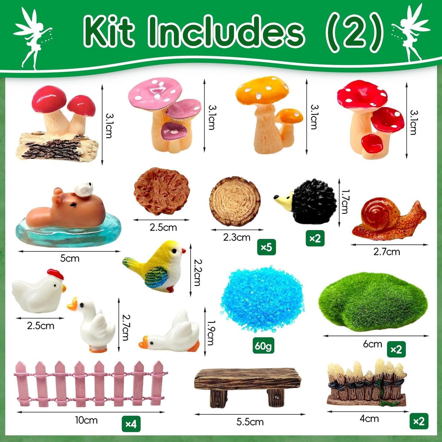 MTWENWENZY 114 Pcs Miniature Fairy Garden Accessories Kit Resin Elves Animal Figurines Decor Micro Landscape Ornaments for DIY Micro Dollhouse