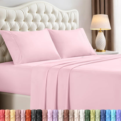 Utopia Bedding Queen Size Sheet Set - Soft, Breathable Microfiber, 4-Piece in Crystal Pink | Oeko-Tex Certified