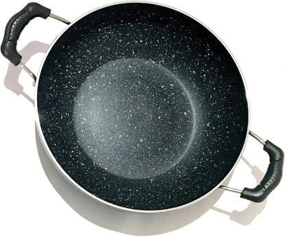 Deep Kadhai Aluminium Non Stick Kadai with Glass Lid, Multipurpose Cooking Pan